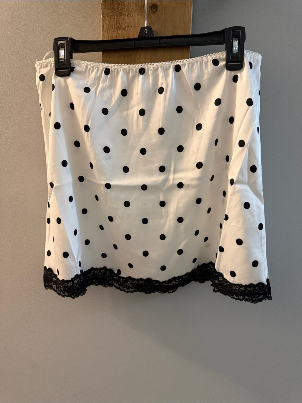 Jason Wu Cream Mini Skirt with Black Polka Dots and Lace Trim, NWTs